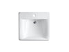 KOHLER K-2084 Soho 20" x 18" wall-mount/concealed arm carrier bathroom sink with single faucet hole
