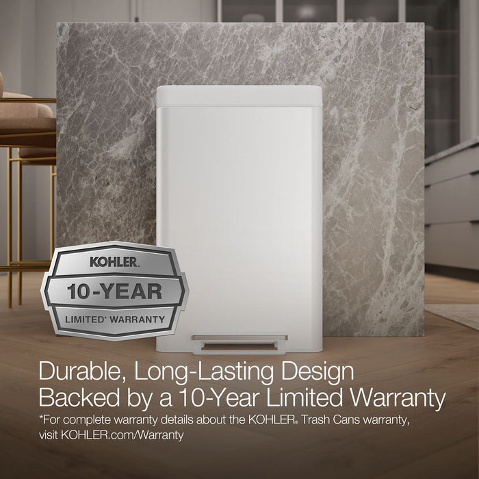 KOHLER K-20940 13-gallon stainless steel step trash can