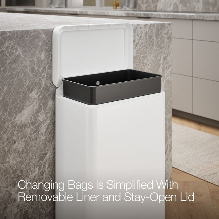 KOHLER K-20940 13-gallon stainless steel step trash can