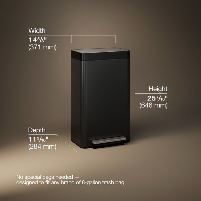 KOHLER 8-gallon loft stainless steel step trash can