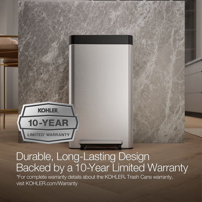 KOHLER 8-gallon loft stainless steel step trash can
