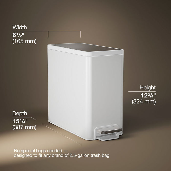 KOHLER 2.5-gallon slim step trash can