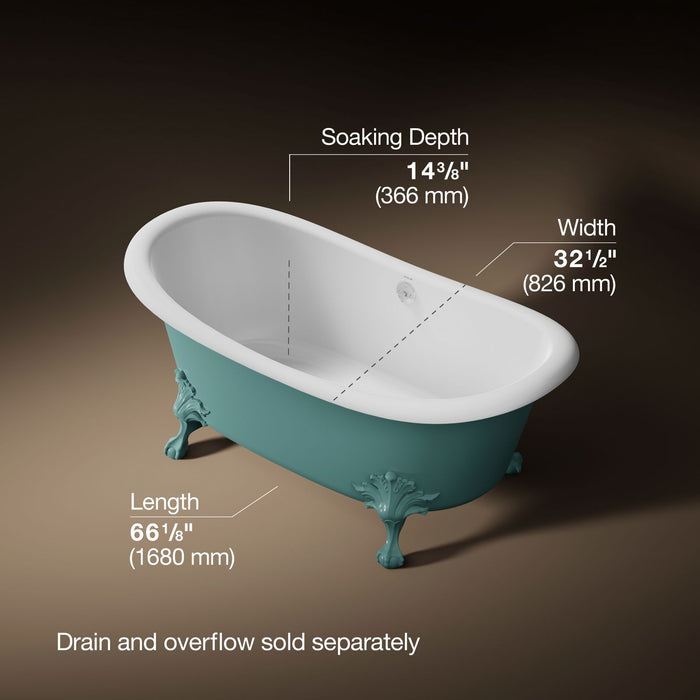 KOHLER K-21000-PSG Artifacts 66-1/8" x 32-1/2" freestanding bath