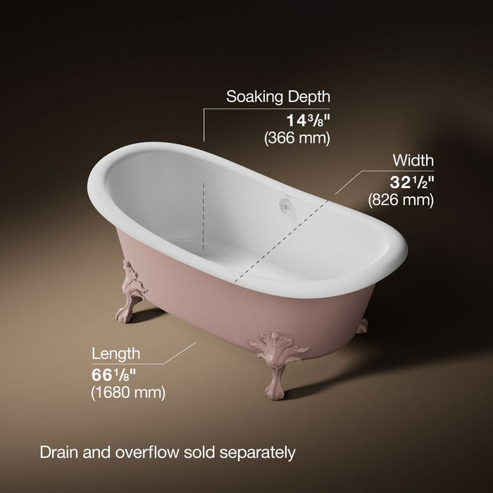 KOHLER K-21000-PPB Artifacts 66-1/8" x 32-1/2" freestanding bath