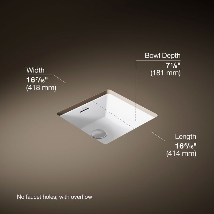 KOHLER K-21056 Brazn 16-1/4" Square Undermount Bathroom Sink