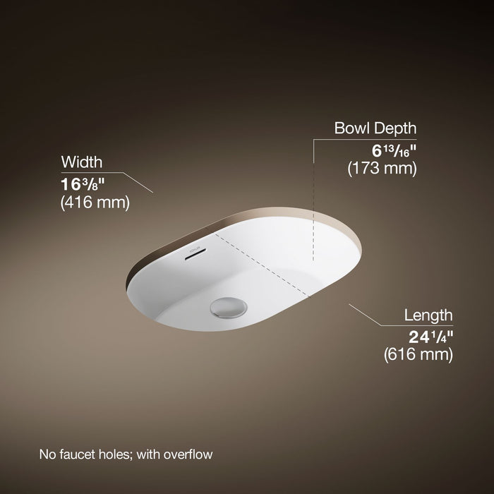KOHLER K-21057 Brazn 24-1/4" Oval Undermount Bathroom Sink