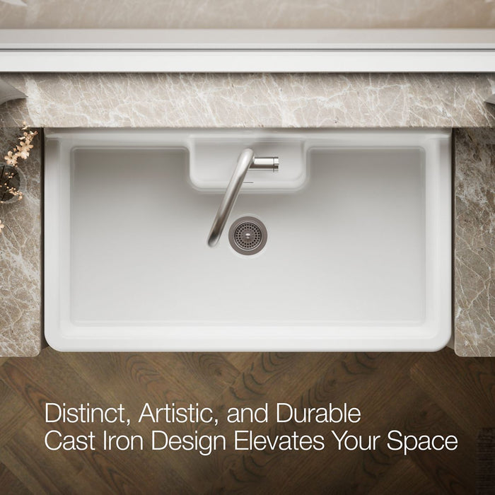KOHLER Farmstead 45" top-/wall-mount single-bowl workstation farmhouse kitchen sink