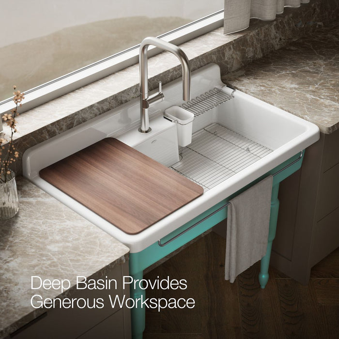 KOHLER K-21103-1HPSG Farmstead 45" top-/wall-mount single-bowl workstation farmhouse kitchen sink
