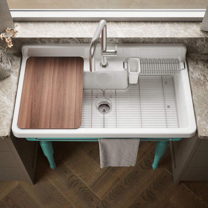 KOHLER K-21103-1HPSG Farmstead 45" top-/wall-mount single-bowl workstation farmhouse kitchen sink