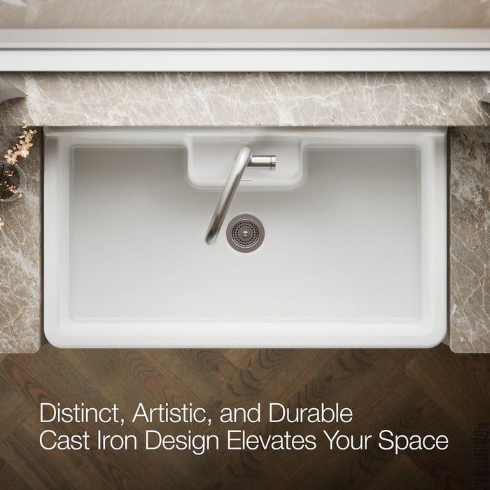 Kohler Farmstead 45" top-/wall-mount single-bowl workstation farmhouse kitchen sink