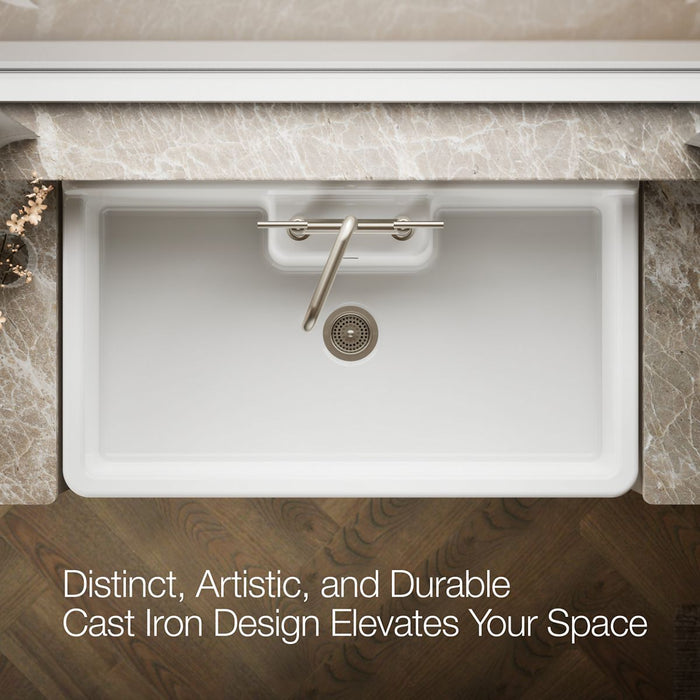 Kohler Farmstead 45" top-/wall-mount single-bowl workstation farmhouse kitchen sink