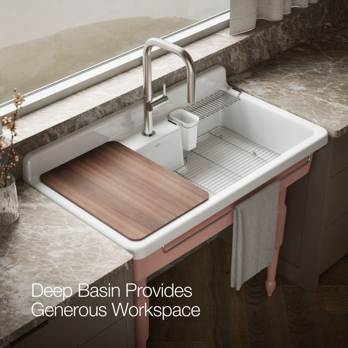KOHLER K-21103-1HPPB Farmstead 45" top-/wall-mount single-bowl workstation farmhouse kitchen sink