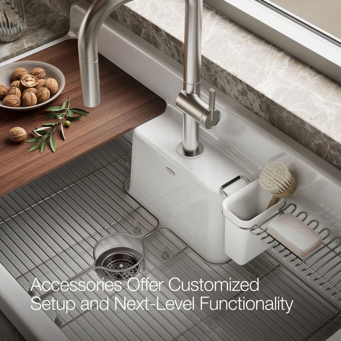 KOHLER K-21103-1HPPB Farmstead 45" top-/wall-mount single-bowl workstation farmhouse kitchen sink