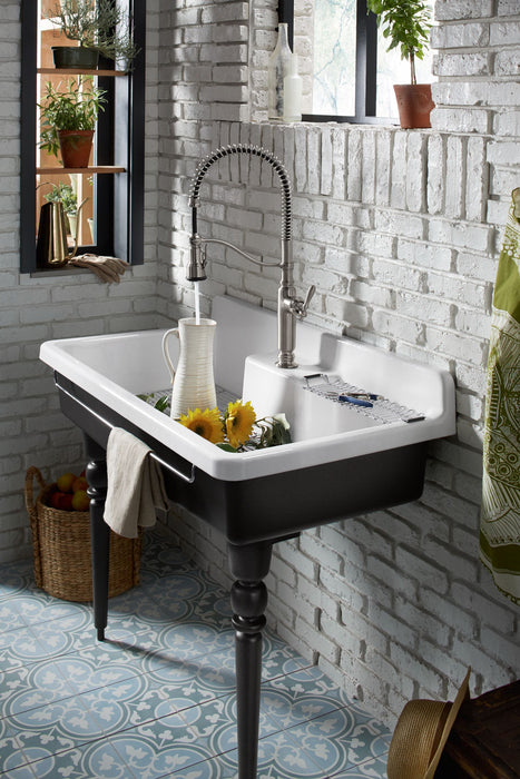 KOHLER K-21103-3HP5 Farmstead 45" top-/wall-mount single-bowl workstation farmhouse kitchen sink