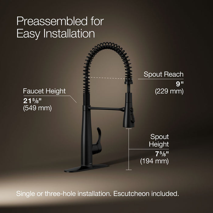 KOHLER Simplice Semi-professional kitchen sink faucet with three-function sprayhead