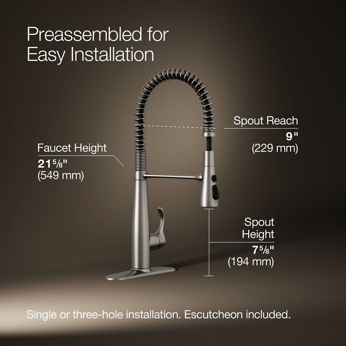 KOHLER K-22033 Simplice Semi-professional kitchen sink faucet with three-function sprayhead