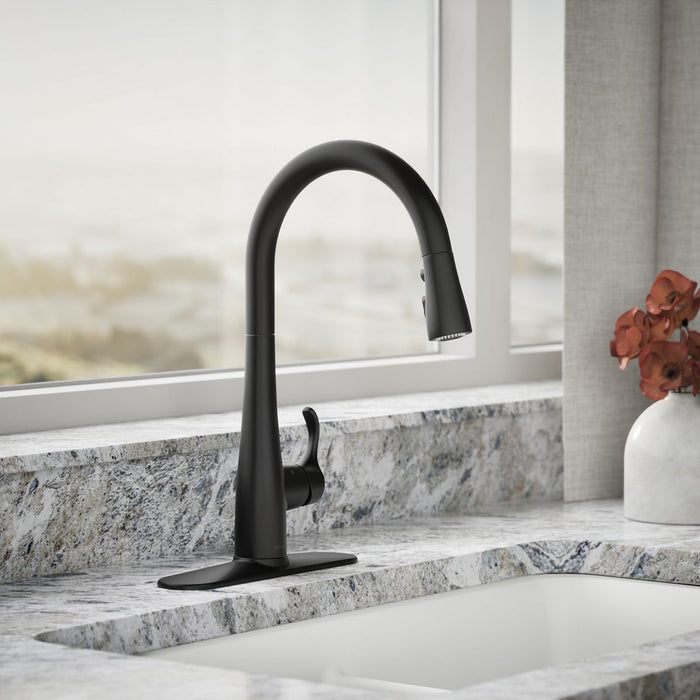KOHLER Simplice Touchless pull-down kitchen sink faucet with three-function sprayhead