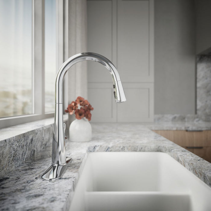 KOHLER Simplice Touchless pull-down kitchen sink faucet with three-function sprayhead