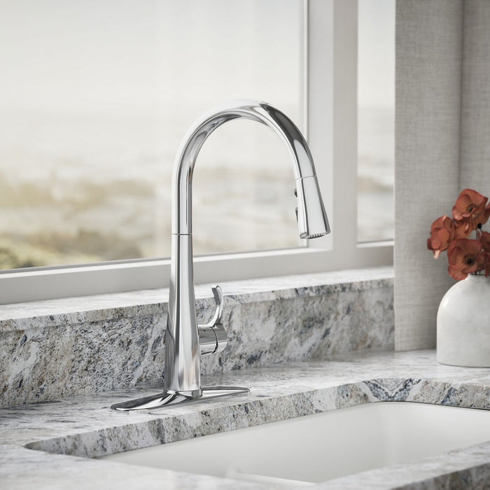 KOHLER Simplice Touchless pull-down kitchen sink faucet with three-function sprayhead