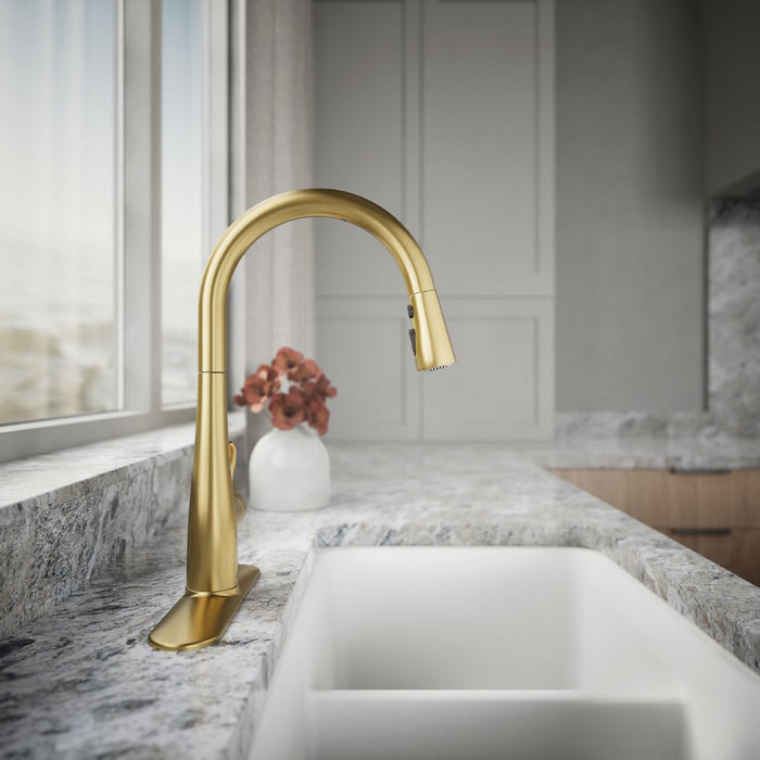 KOHLER Simplice Touchless pull-down kitchen sink faucet with three-function sprayhead