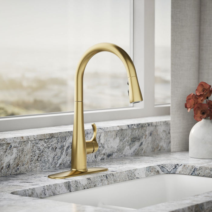 KOHLER Simplice Touchless pull-down kitchen sink faucet with three-function sprayhead