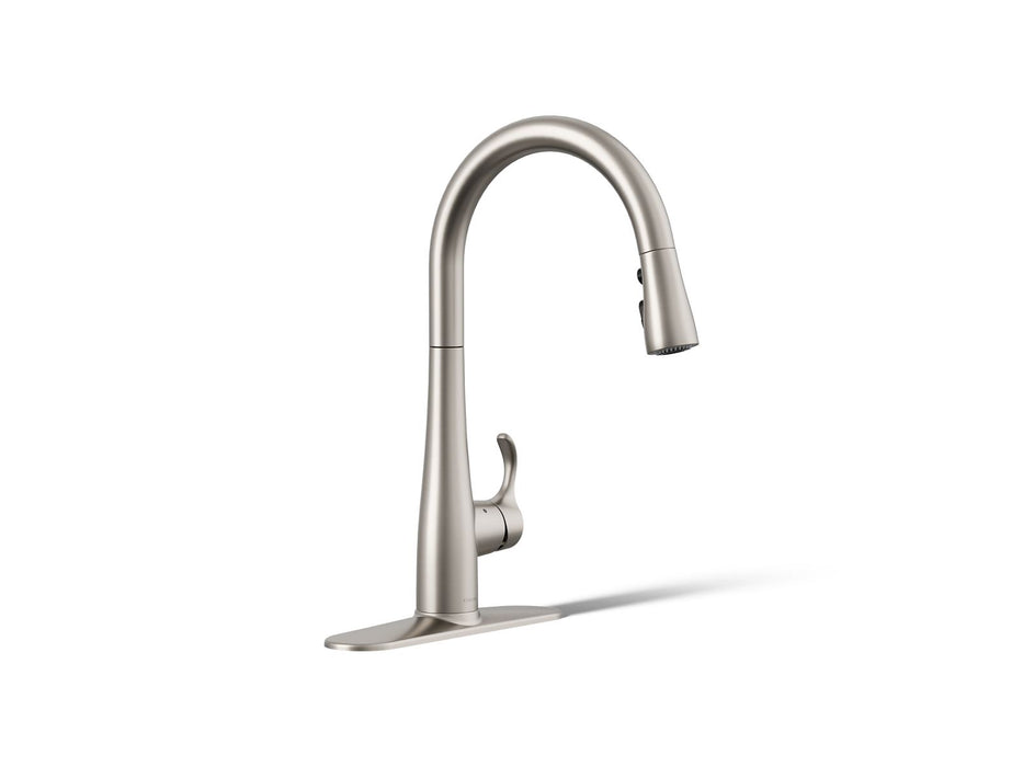 KOHLER Simplice Touchless pull-down kitchen sink faucet with three-function sprayhead