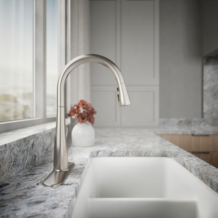 KOHLER K-22036 Simplice Touchless pull-down kitchen sink faucet with three-function sprayhead