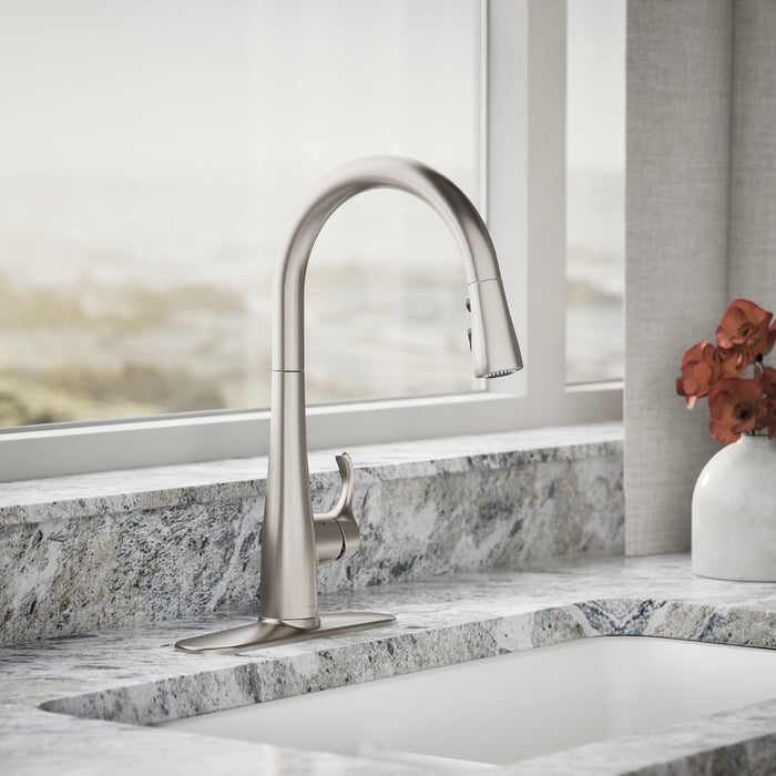 KOHLER K-22036 Simplice Touchless pull-down kitchen sink faucet with three-function sprayhead