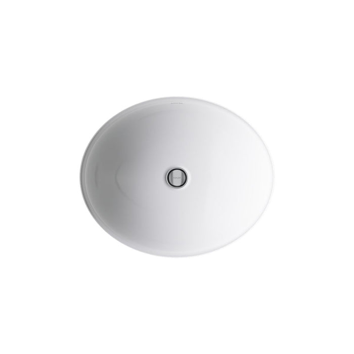 Kohler Caxton 19-1/4" oval undermount bathroom sink with glazed underside, no overflow