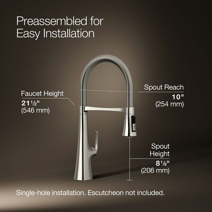 KOHLER K-22061 Graze Semi-professional kitchen sink faucet with three-function sprayhead
