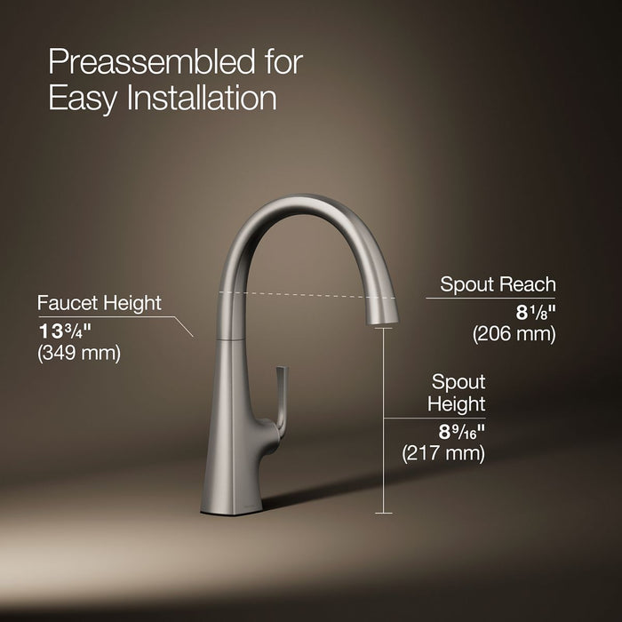 KOHLER K-22065 Graze Single-handle bar sink faucet, vibrant stainless - view 5