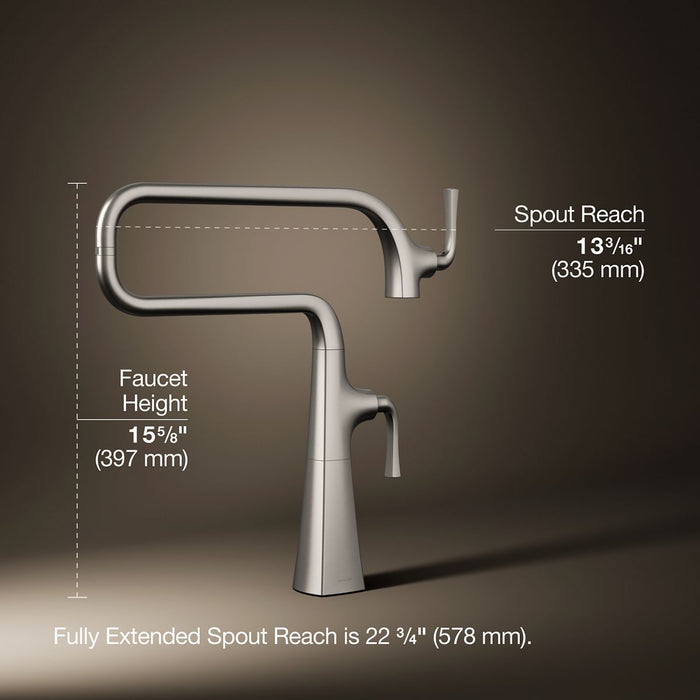 KOHLER K-22067 Graze Deck-mount pot filler, vibrant stainless - view 4