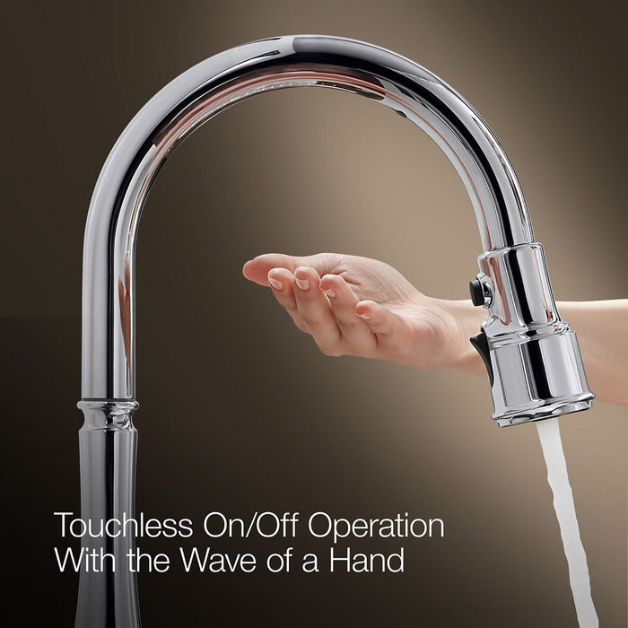 KOHLER KOHLER K-22068-WB Graze Touchless pull-down kitchen sink faucet with KOHLER Konnect and three-function sprayhead