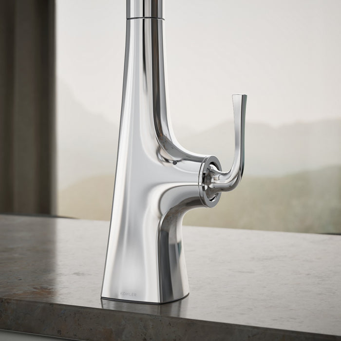 KOHLER K-22068 Graze Touchless pull-down kitchen sink faucet with three-function sprayhead