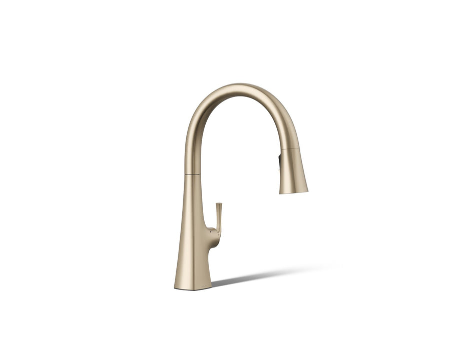 KOHLER K-22068 Graze Touchless pull-down kitchen sink faucet with three-function sprayhead