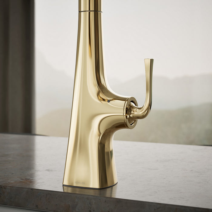 KOHLER K-22068 Graze Touchless pull-down kitchen sink faucet with three-function sprayhead