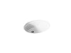 KOHLER K-2210-G Caxton 19-1/4" oval undermount bathroom sink with glazed underside, no overflow