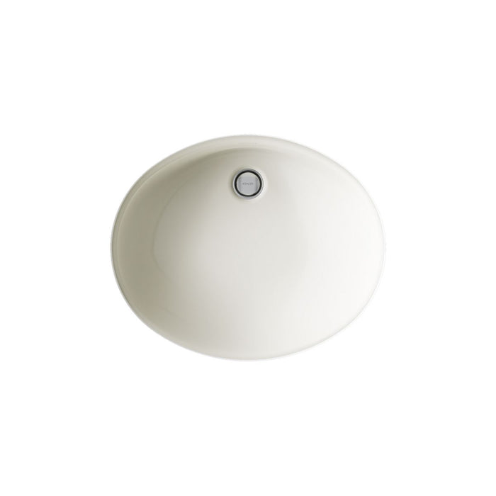 Kohler Caxton 19-1/4" oval undermount bathroom sink with glazed underside, no overflow