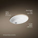 Kohler Caxton 19-1/4" oval undermount bathroom sink with glazed underside, no overflow