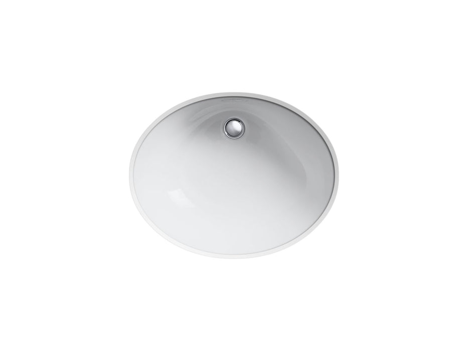 KOHLER K-2211-G Caxton 21-1/4" oval undermount bathroom sink with glazed underside, no overflow