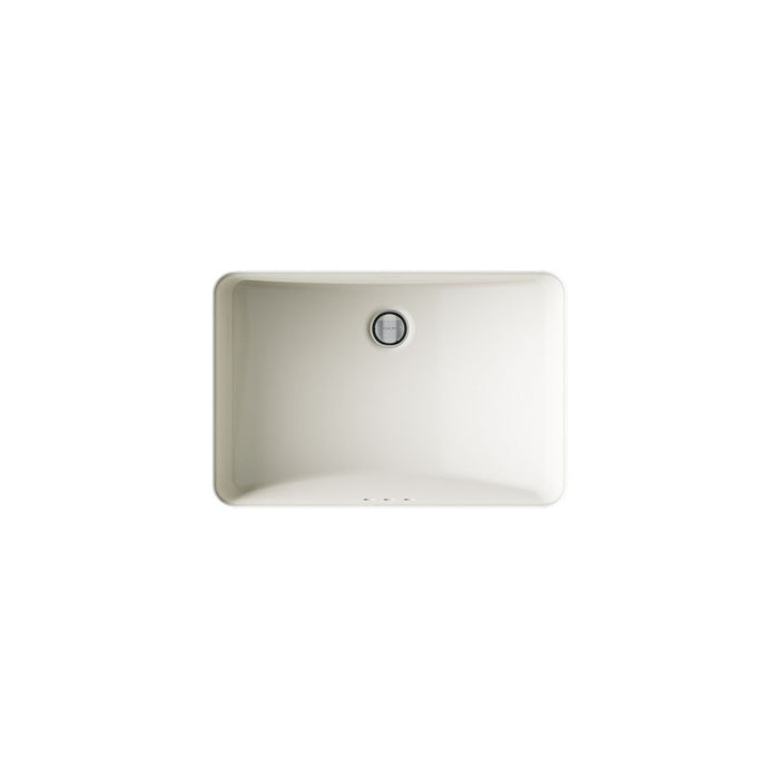 Kohler Ladena 21" rectangular undermount bathroom sink with glazed underside, no overflow