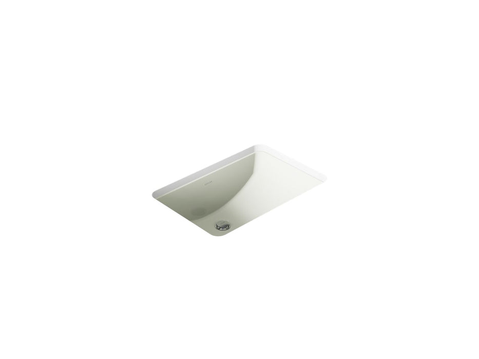 Kohler Ladena 21" rectangular undermount bathroom sink with glazed underside, no overflow