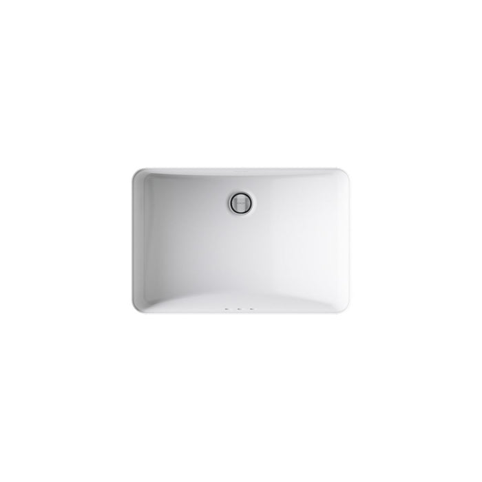 KOHLER K-2214-G Ladena 21" rectangular undermount bathroom sink with glazed underside, no overflow, white - view 3