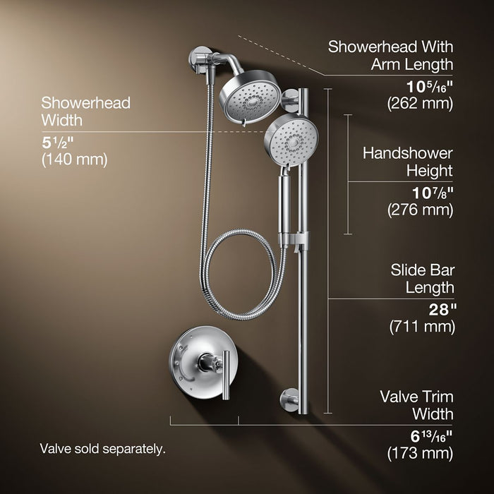 3/4 view of product with dimensions