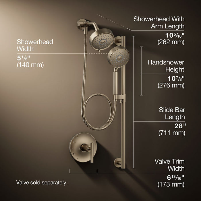 3/4 view of product with dimensions