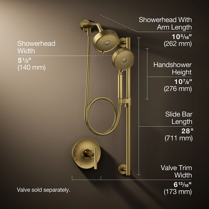 3/4 view of product with dimensions