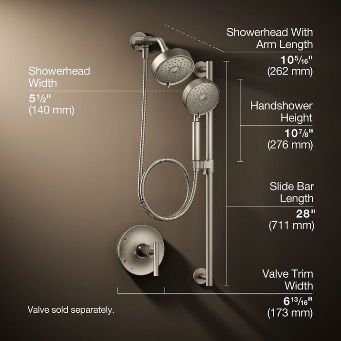 3/4 view of product with dimensions
