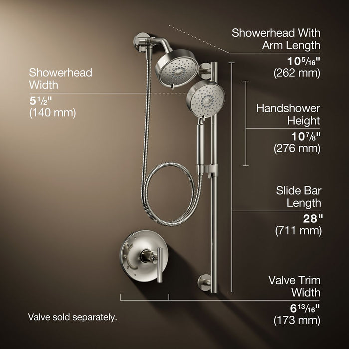 3/4 view of product with dimensions