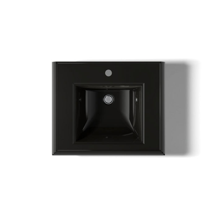 KOHLER K-2238-1 Memoirs 24-1/4" rectangular pedestal bathroom sink, black black - view 3