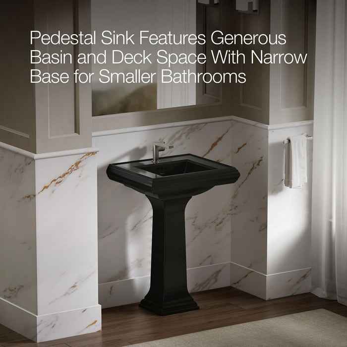 KOHLER K-2238-1 Memoirs 24-1/4" rectangular pedestal bathroom sink, black black - view 4